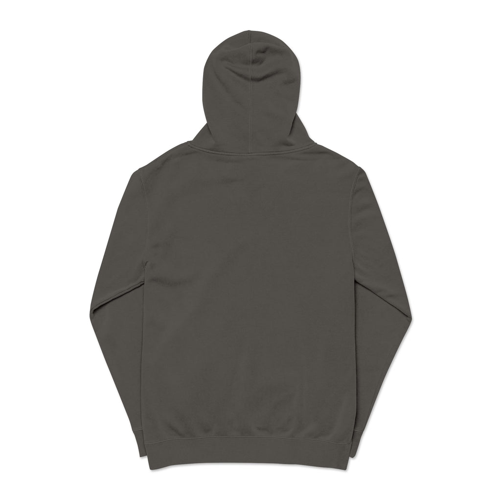 Vintage Badge Hoodie — "Tape Drops" Graphic Pigment-Dyed Sweatshirt