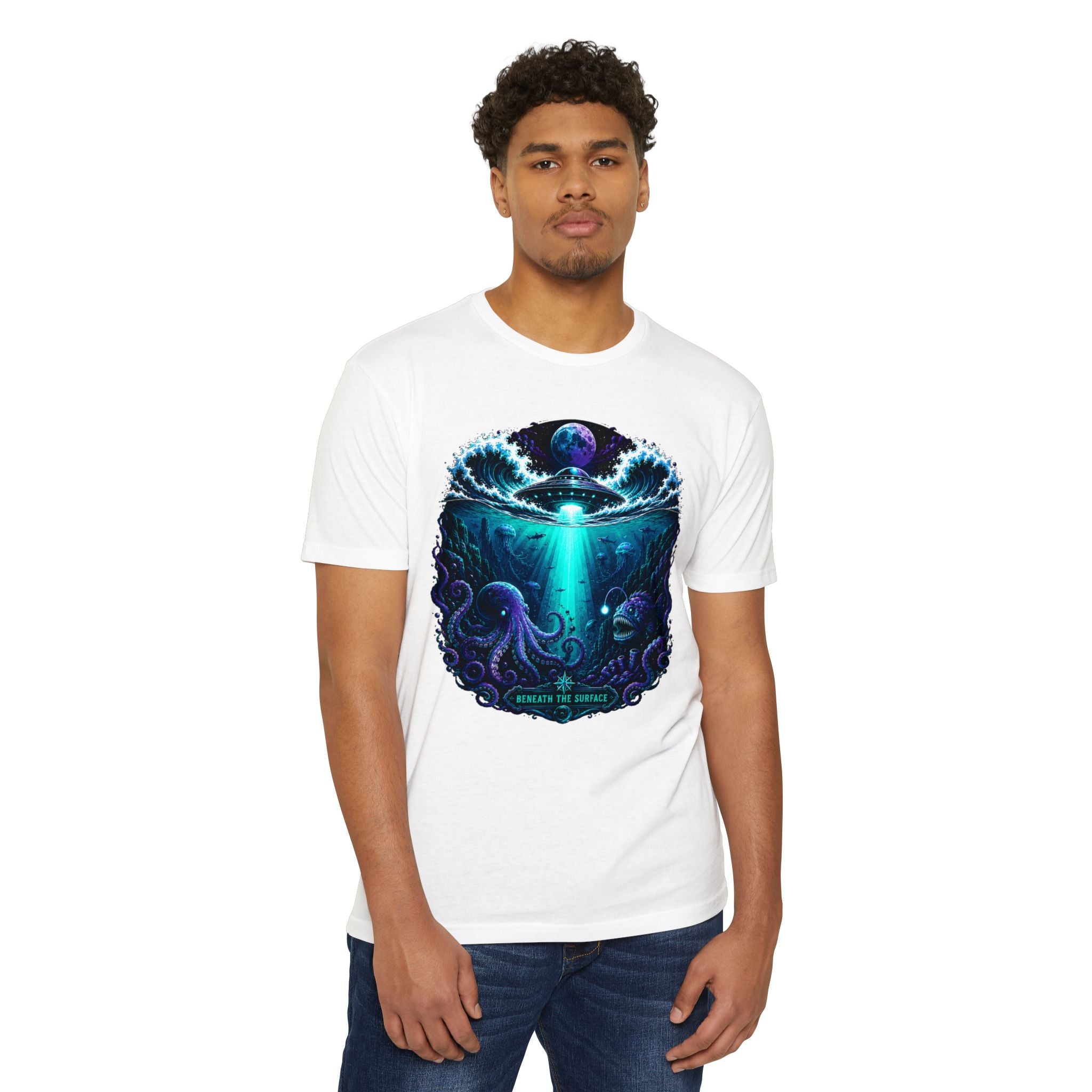 Alien Abduction T-Shirt — "Beneath the Surface" Sci‑Fi Alien & Octopus Graphic
